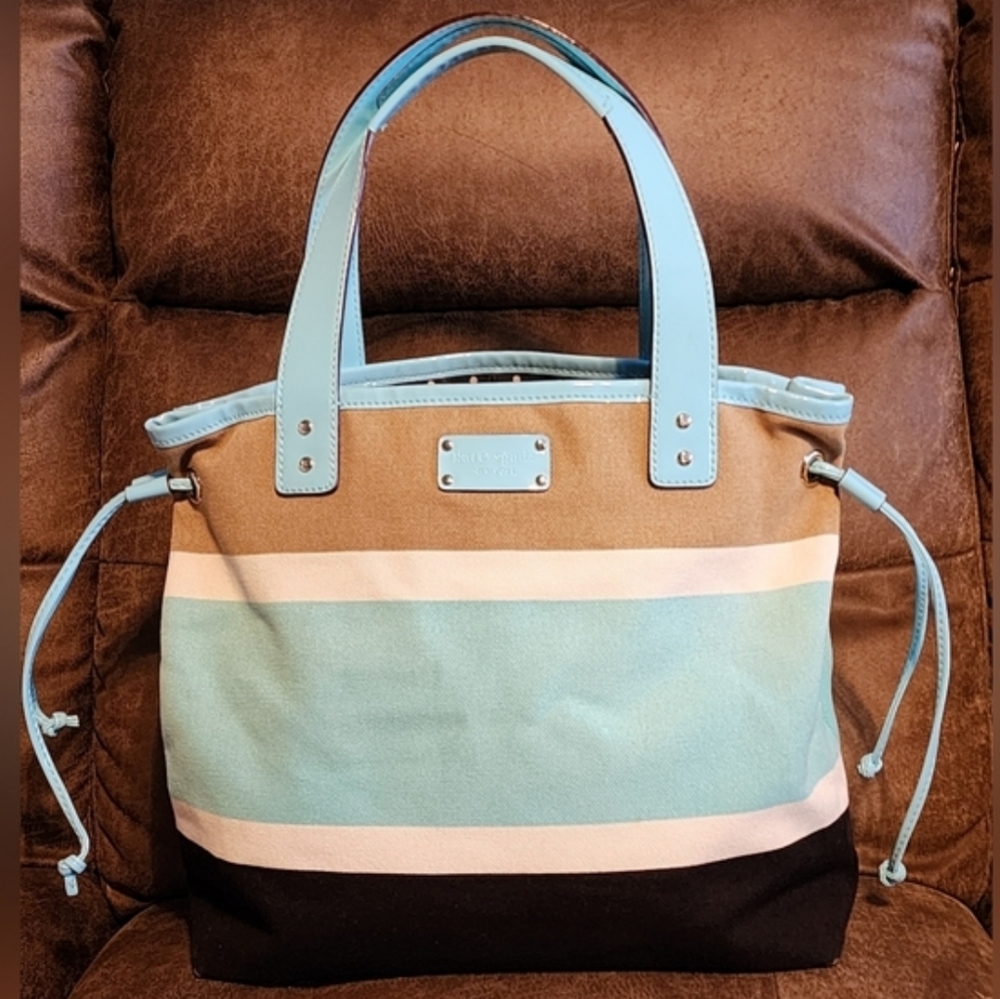 Kate Spade Blue and Tan Striped Tote